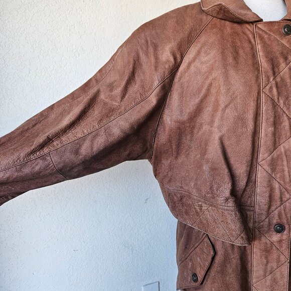 Vintage 80s Wilson’s Leather Adventure Bound Longline Brown Trench Jacket Small - Picture 4 of 14